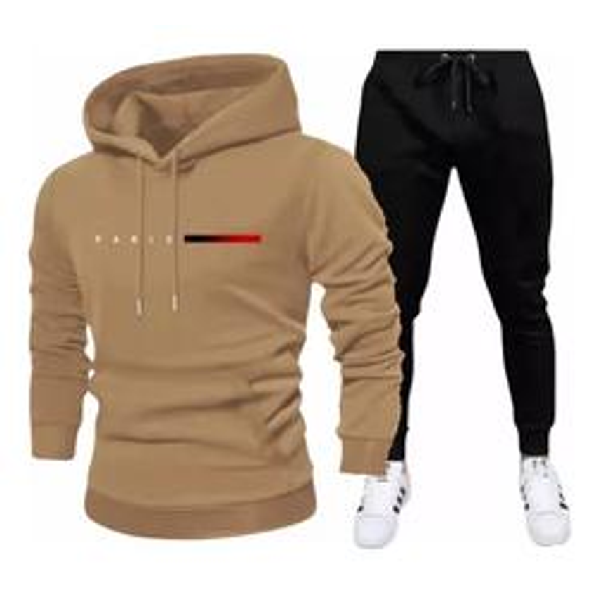 Conjunto Moletom Paris Blusa E Calça Flanelado Abrigo Preto