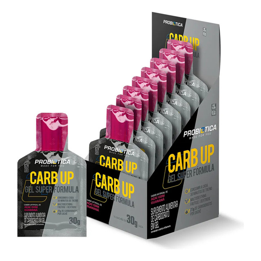 Carb Up Gel Super Fórmula 10 Saches De 30g Cada (300g) - Probiótica Sabor:açaí Com Guaraná