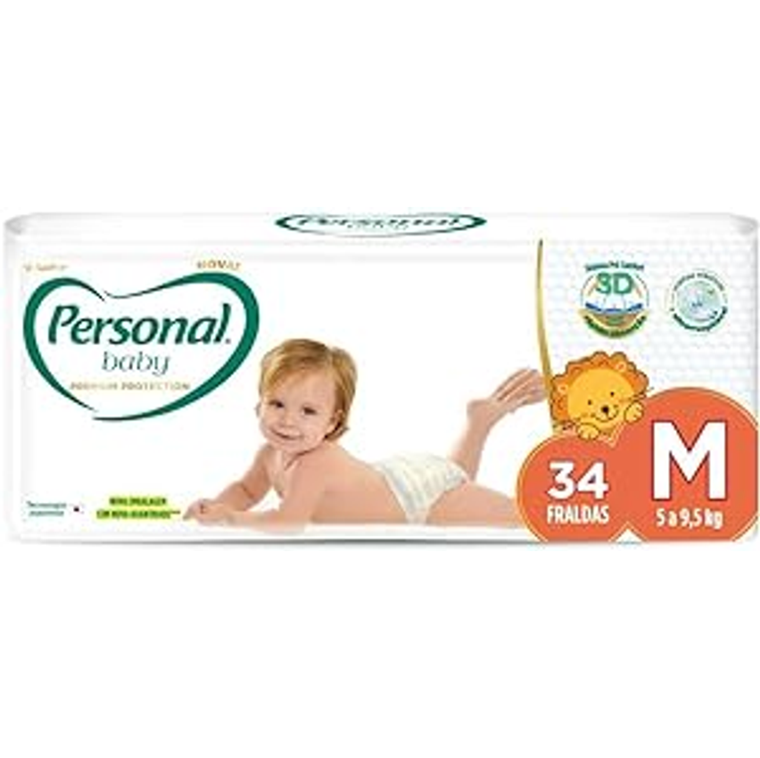 Personal 'Fralda Baby Premium Protection M Com 34 Unidades