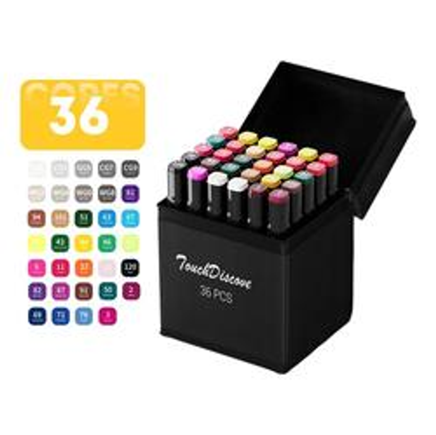 Conjunto Canetas Marcador Canetinha Ponta Dupla 36 Cores Kit