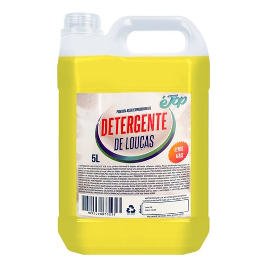 É Top Detergente Líquido Lava Louças Neutro Galão 5l