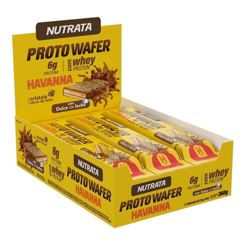 Proto Wafer Protobar Havanna Caixa 12 Unidades - Nutrata Sabor Doce De Leite