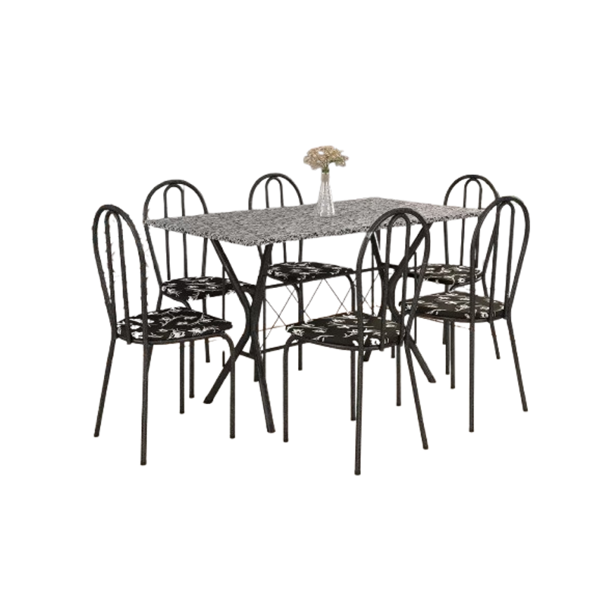 Mesa de Jantar 6 Cadeiras Retangular Preta - Artefamol America Bruna
