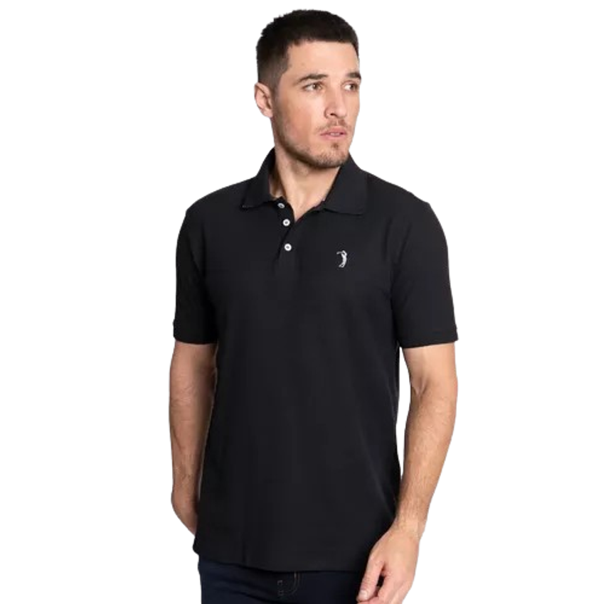 Polo Aleatory Masculina Piquet Melange Inner Contrast Preta