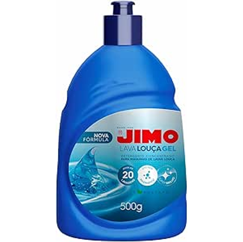 JIMO Lava Louça Gel Detergente Concentrado Desengordurante Super Brilho Limpeza Biodegradável Rende 20 lavagens 500g
