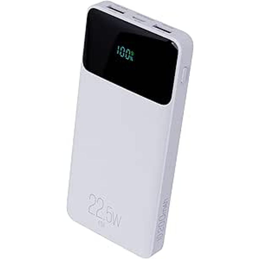 Power Bank 10200mAH, Bateria Portátil Universal, Carga Rápida, Display Indicador, Entradas Micro USB e USB-C, 2 Portas USB-A, Branco, PB102WH, ELG