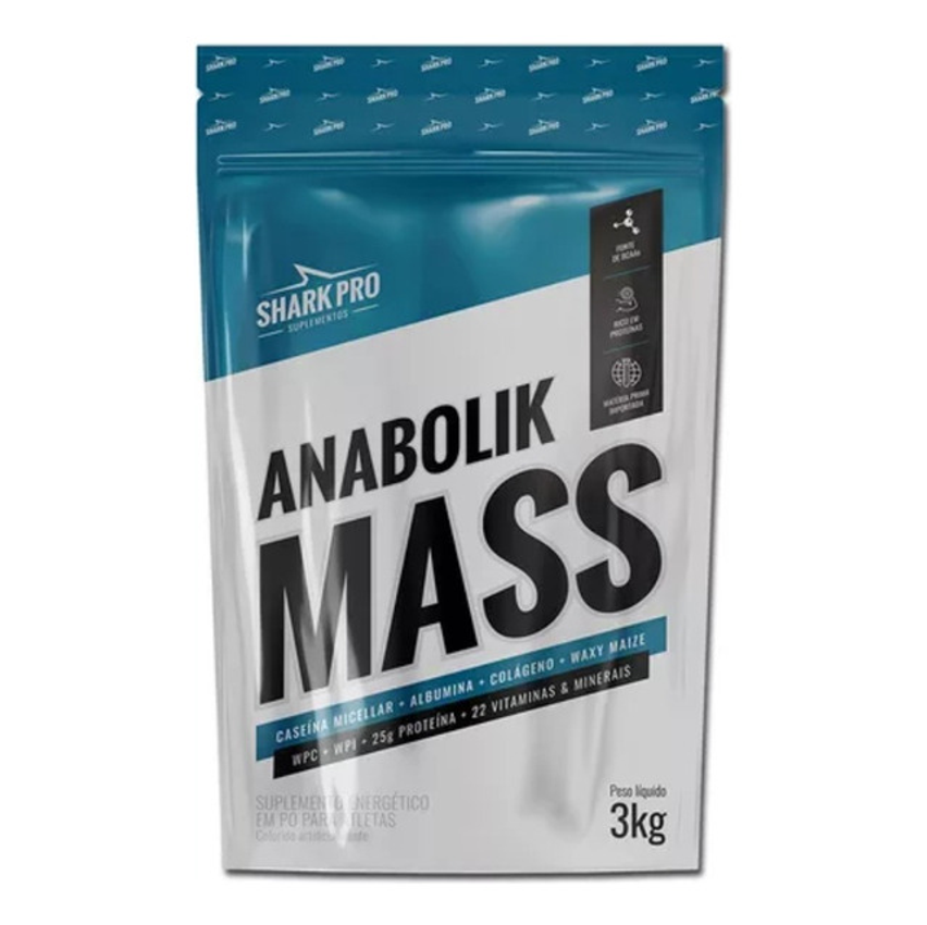 Hipercalórico Anabolik Mass Refil 3kg - Shark Pro Sabor Baunilha