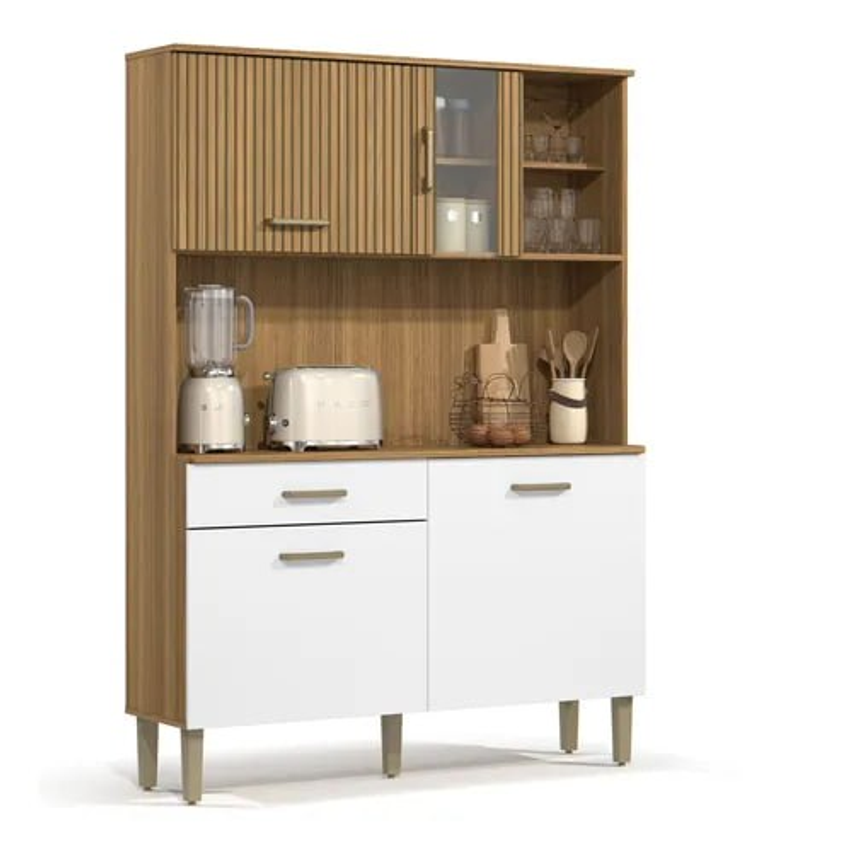 Armário De Cozinha Completa Com 4 Portas E 1 Gaveta Compacto