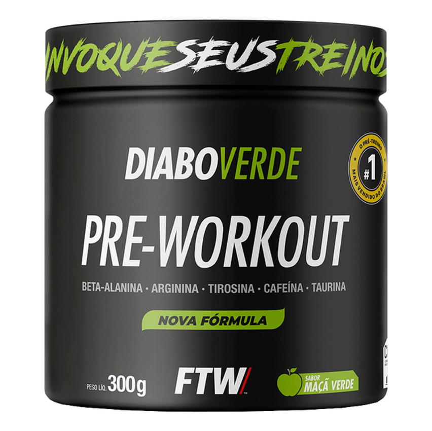 Suplemento Em Pó Pre Treino Pre Workout 300g Sabor Maça Verde Ftw - Diabo Verde
