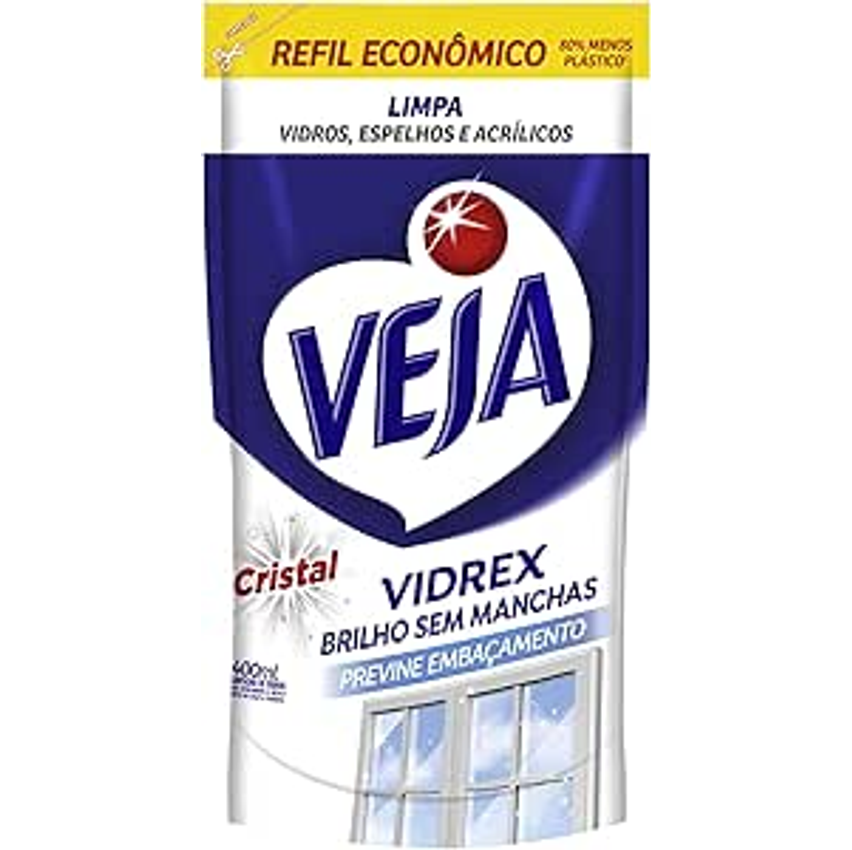Limpa Vidros Veja Vidrex Cristal Refil 400ml