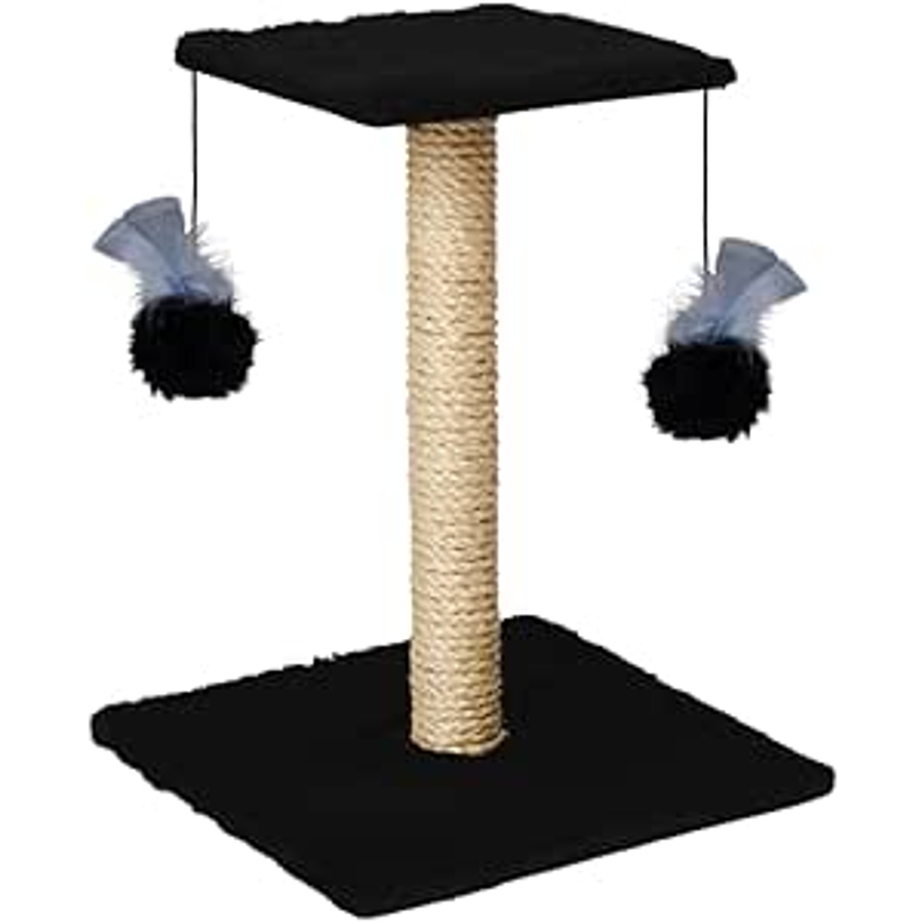 Arranhador Para Gatos Poste Com Brinquedo Duplo Exclusivo (Preto)