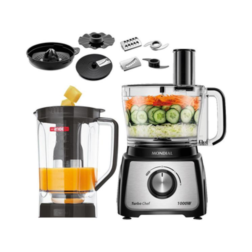 Multiprocessador de Alimentos Mondial Preto - Turbo Chef MPN-01-BF 9 Funções 1000W