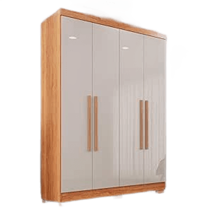 Guarda-roupa Casal 4 Portas 2 Gavetas França Cinamomo/Off-White