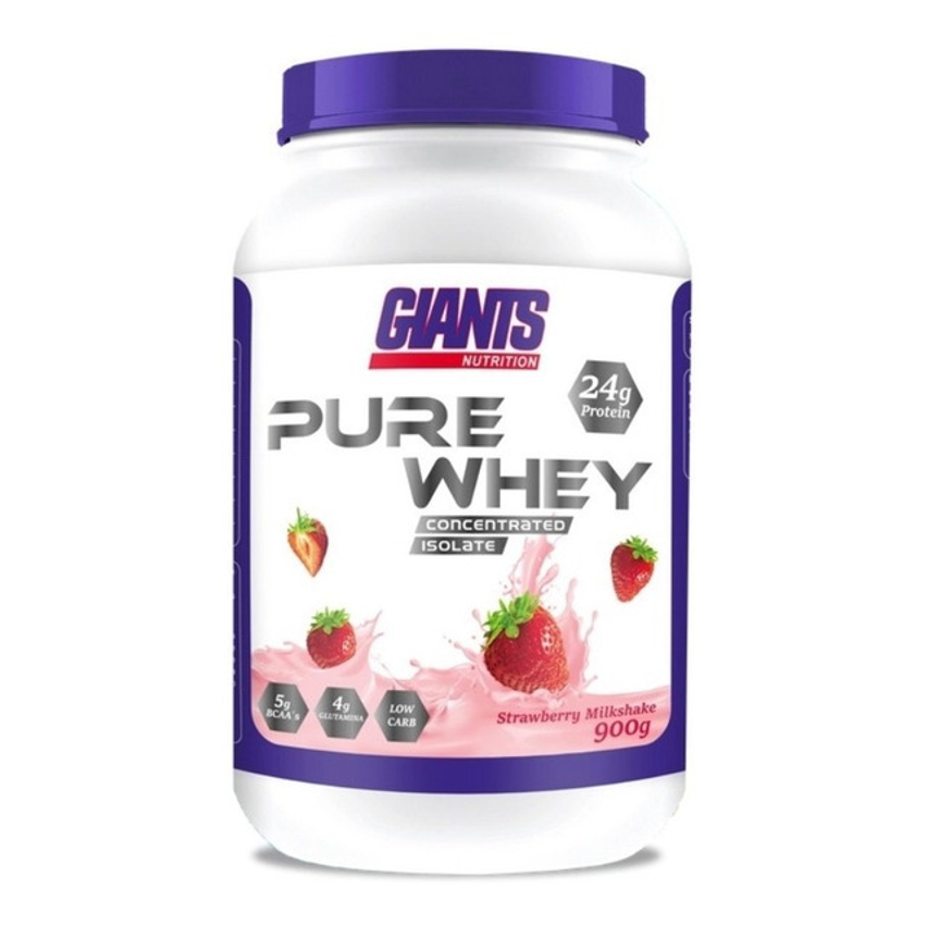 Pure Whey 900g Whey Isolado E Concentrado Sabor Morango - Giants Nutrition