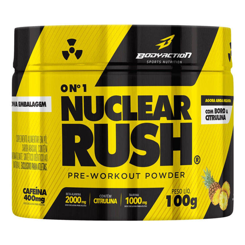 Bodyaction Tradicional Nuclear Rush Melhor Pré Treino 2g Alanina Sabor Abacaxi