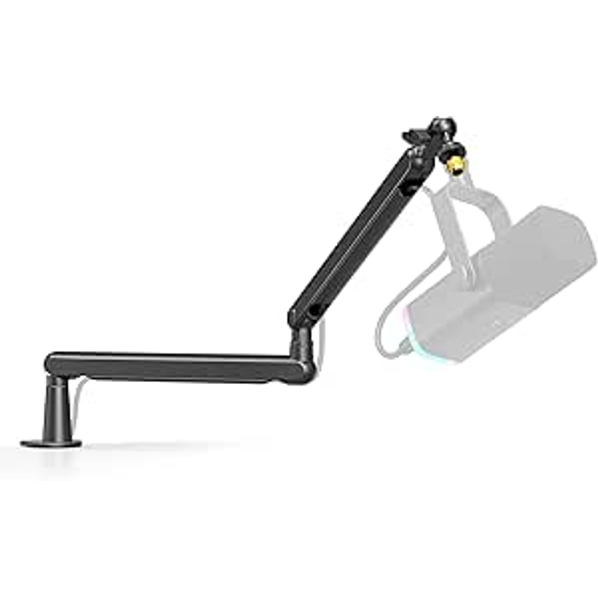 FIFINE Microphone Boom Arm, Suporte braço de microfone de perfil baixo com braçadeira montagem de mesa, Adaptador de parafuso, Gerenciamento de cabos, para Podcast Streaming Gaming Studio-BM88