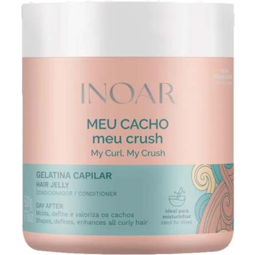 Inoar, Meu Cacho Meu Crush, Gelatina Capilar, Definição de Cachos, Hidratação Intensa, Com Colágeno e Vitamina E - 500g