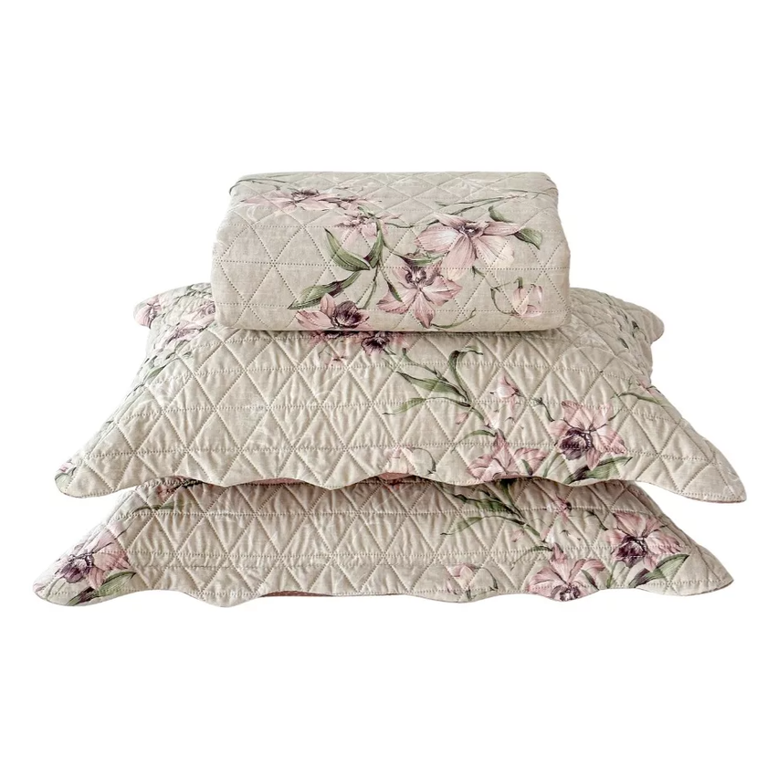 Kit Colcha Casal Bouti Cobre Leito Estampado 3 Pçs Arabesco