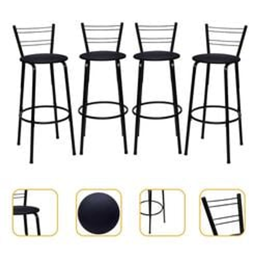 Kit Com 4 Banquetas Itagold Florida Top Alta Cozinha Americana Bar Balcão Alto Acabamento da estrutura Preta Atlanta Cor Assento Preto