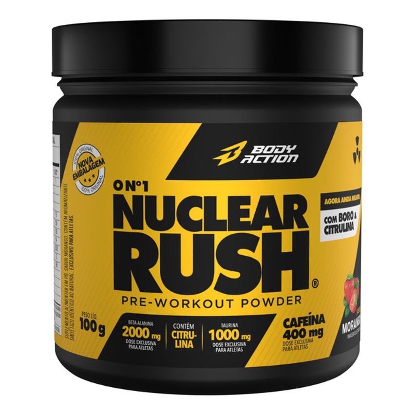 Nuclear Rush 2000mg Beta Alanina Bodyaction Sabor Morango