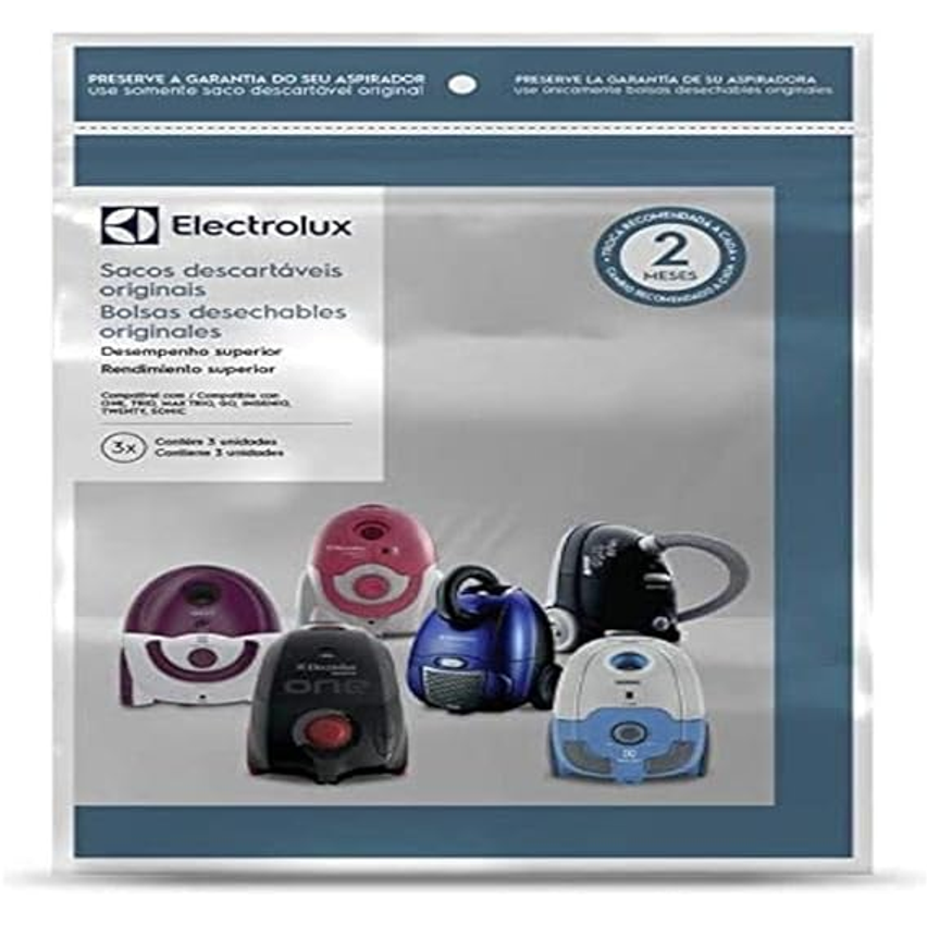 Electrolux Kit 3 Sacos de aspirador de pó - Modelos: One, Trio, Max Trio, Go!, Ingenio, Twenty e Sonic (SBEON)