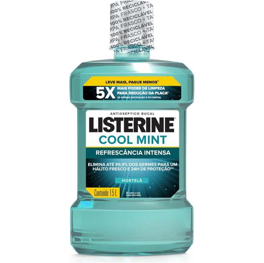 Listerine Cool Mint Enxaguante Bucal Sem Álcool, 1,5l
