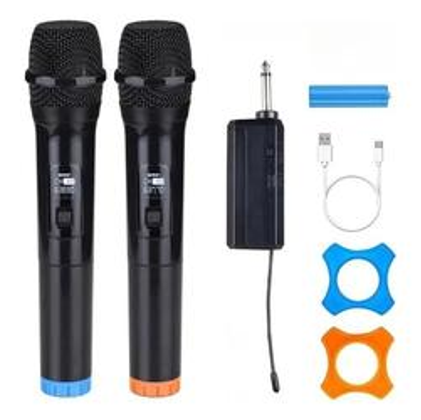 Microfones Dinâmico Sem Fio Duplo Profissional Recarregável