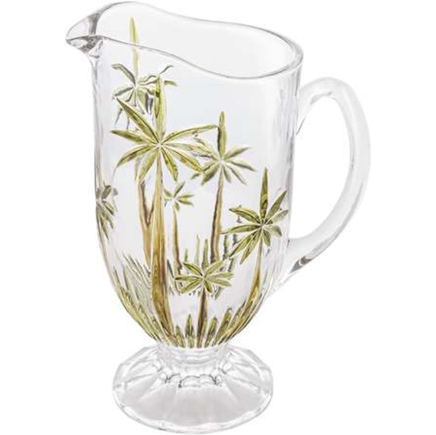 WOLFF Palm Tree Jarra de Cristal, Multicor (Palmeira Verde Pintura à Mão), 1.2 L