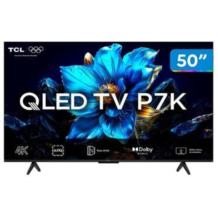Smart TV 50" TCL 4K UHD QLED 50P7K Google TV AiPQ Google Assistente 3 HDMI