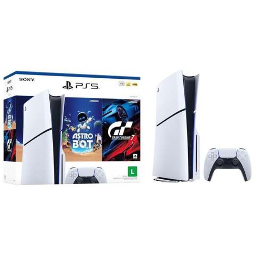 PlayStation 5 Disk 2025 1TB + 1 Controle Sony e 2 Jogos - Branco
