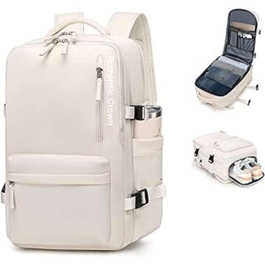 Mochila Viagem Executiva Grande Notebook Feminina Mas Branco