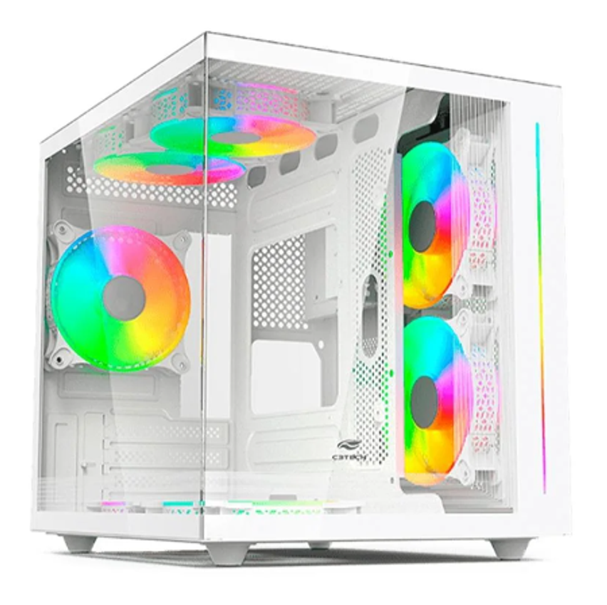 Gabinete Gamer C3Tech Gaming Aquarius MT-G810WH, Mini Tower, Micro ATX, Lateral em Vidro Temperado, Branco - MT-G810WH