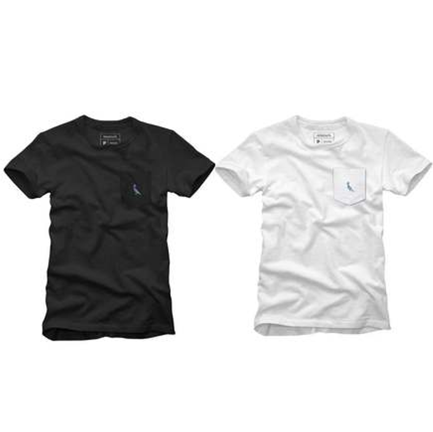 Kit 2 Camisetas Bolso Cb Pica-Pau Xadrez Reserva - Preto+Branco