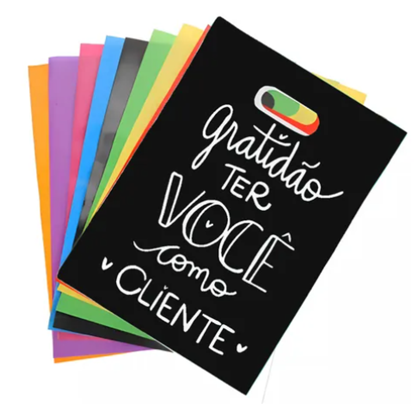 Kit 100 Sacola Plástica Personalizada Gratidão 30x40 Palhaço