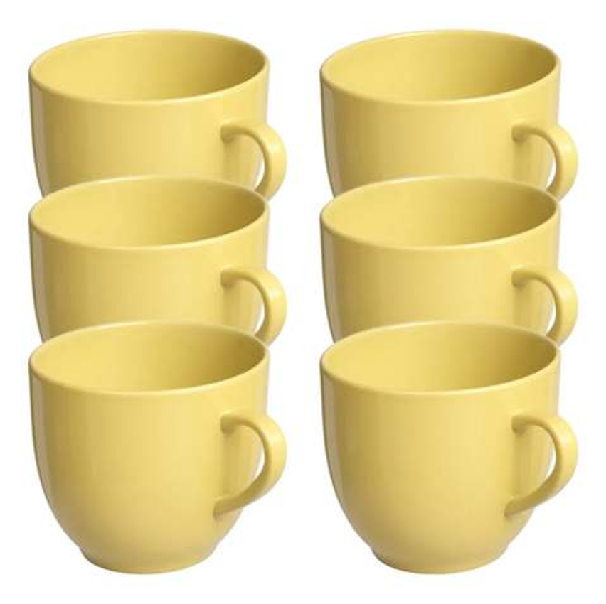 Jogo 6 Xicara Café Chá Porcelana 170ml Cor Amarelo