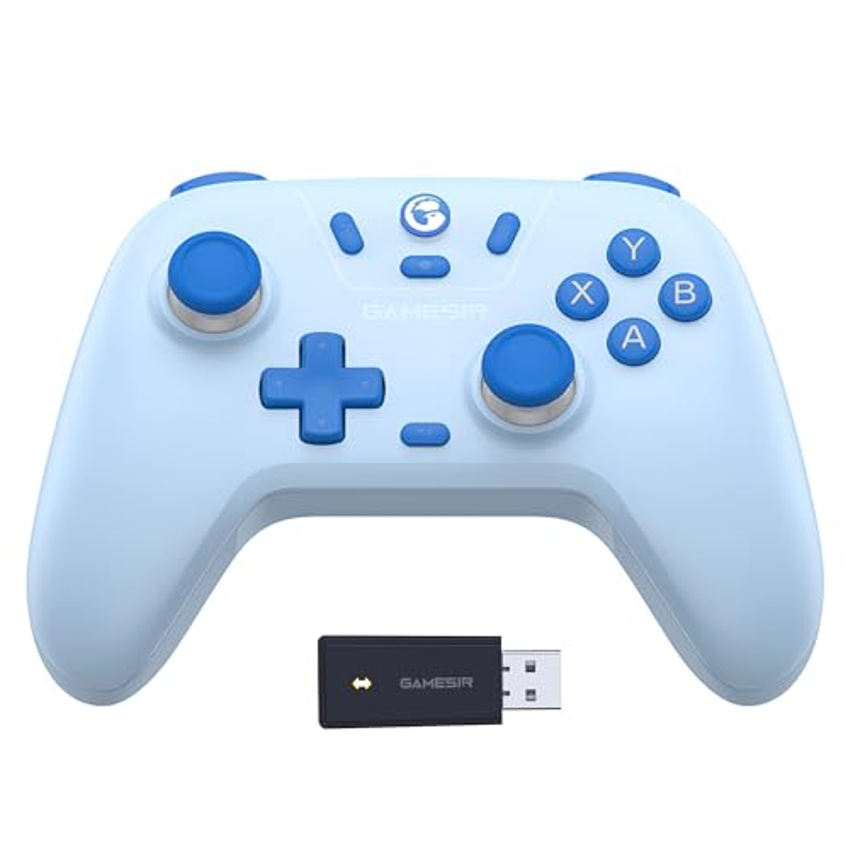 GameSir Nova Lite Controlador sem fio 2.4g para PC com Windows, iPhone, Android, Switch e Steam Deck, Controle Bluetooth Gamepad com gatilho de efeito Hall, Turbo, vibração Rumble (azul)