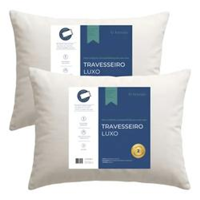 Kit 2 Travesseiro Antialérgico Regulável Lavável Fibra 50x70
