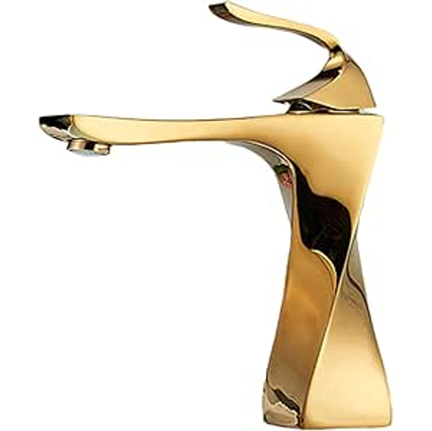 YESOP Torneira Para Banheiro Bancada Monocomando Misturador Lavabo Pia Bica Baixo Luxo Dourado