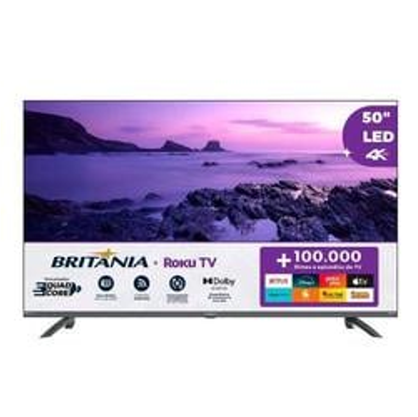 Smart TV Britânia 50 Polegadas BTV50G3ERSGB 4K UHD LED Roku TV Dolby Audio - BritÃnia