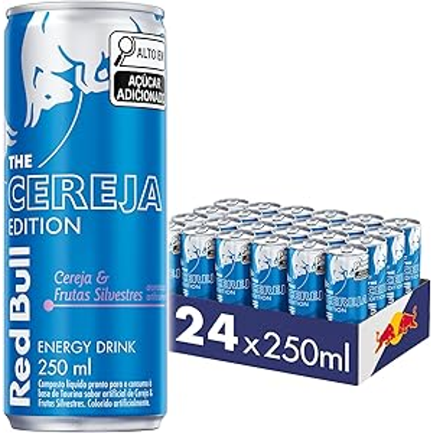 Pack de 24 Latas Energético Red Bull Energy Drink, Cereja e Frutas Silvestre, 250 ml