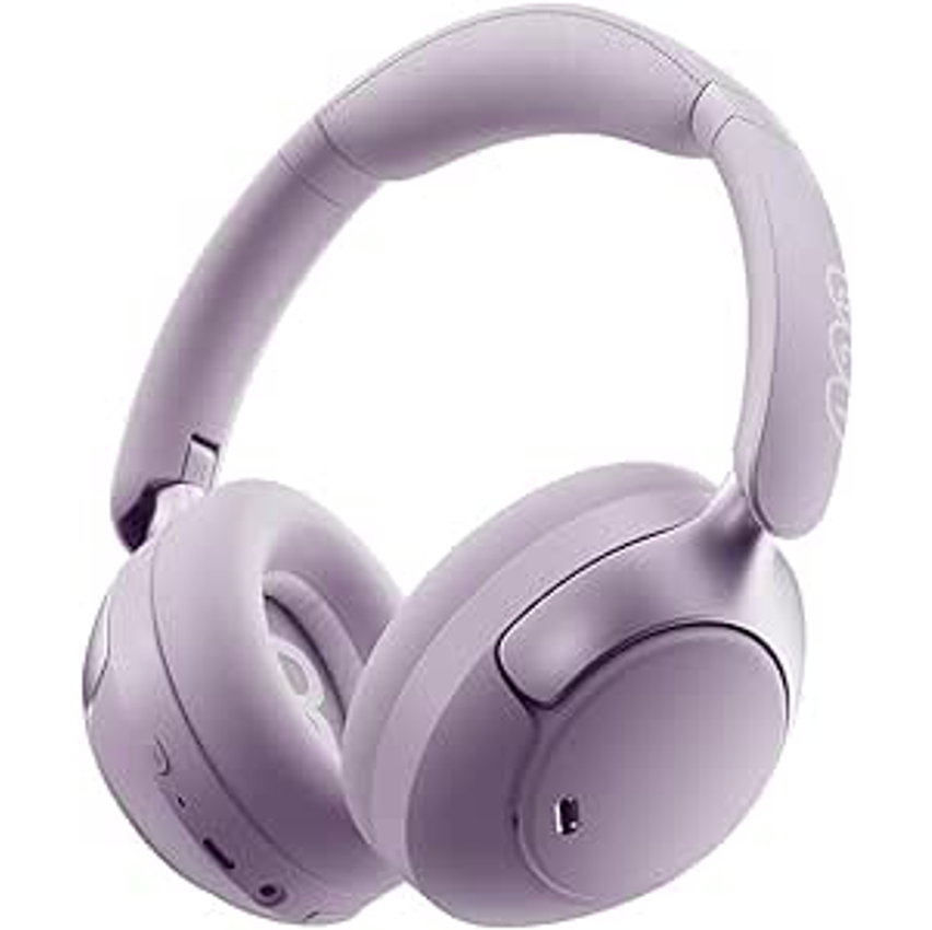 QCY H3 PRO ANC Fone de Ouvido Bluetooth, Headphone ANC Adaptáveis, Cancelamento Ativo de Ruído de 50 dB, Áudio sem fio de Alta Resolução LDAC, 55 Horas de Reprodução, Preto (Roxo)