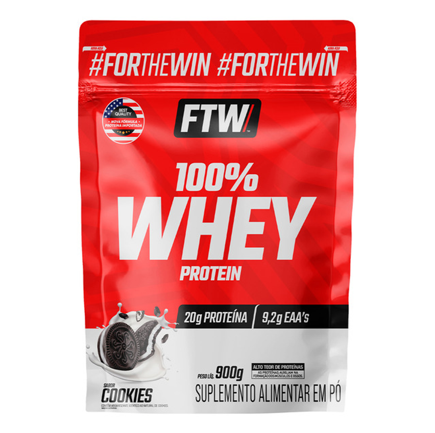 Whey Protein 100% Concentrado Refil 900g Sabor Cookies - Ftw