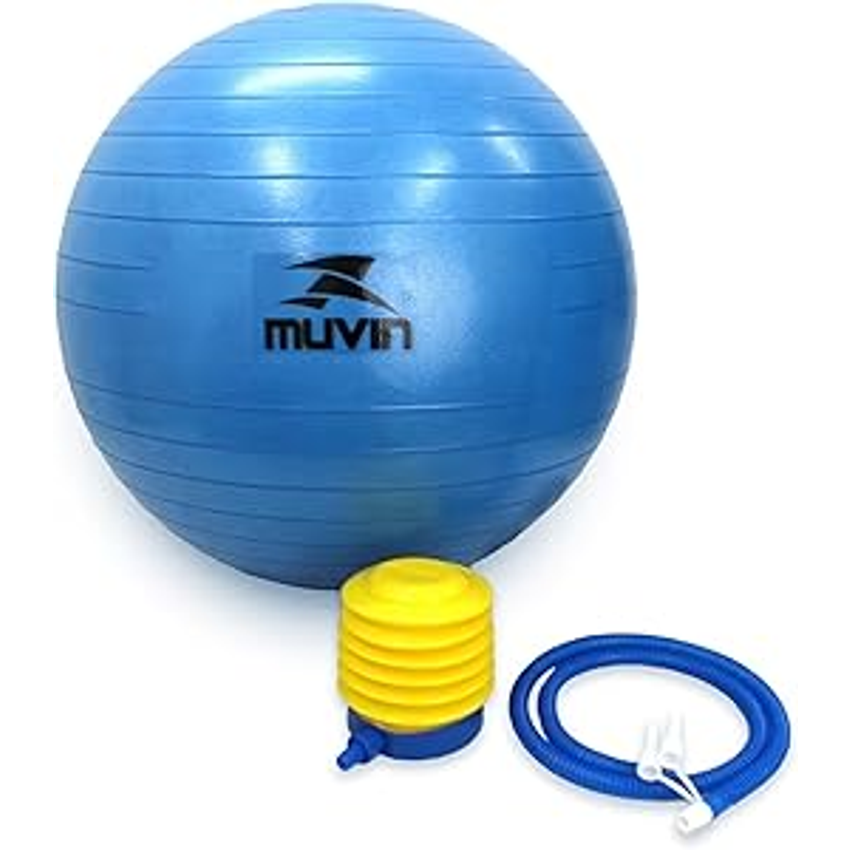 Bola de Pilates 65cm Muvin – Antiestouro – Suporta até 300kg – Com Bomba – Ginástica – Fitness – Pilates – Yoga – Fisioterapia – Flexibilidade – Fortalecimento – Tonificação –– Fácil Limpeza