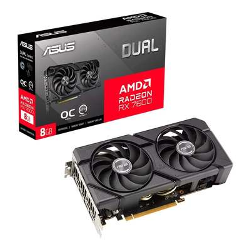 Placa de Vídeo DUAL RX 7600 O8G EVO AMD Radeon, 8GB GDDR6, 128 Bits, OpenGL 4.6 - 90YV0LD0-M0NA00