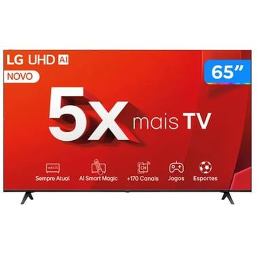 Smart TV 65" 4K LG Ultra HD 65UT8050 com Processador a5 Ger7 AI, Alexa/Chromecast integrado, Otimizador de Jogos, webOS 24 e Controle Smart Magic 6