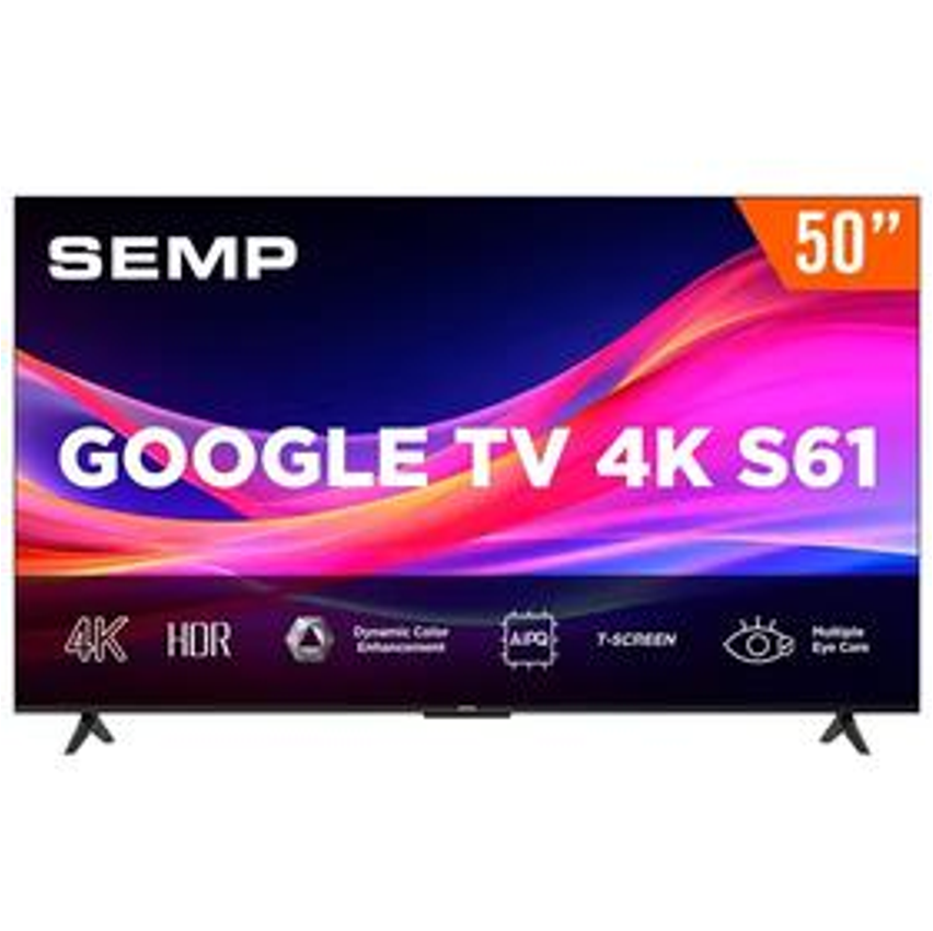 Smart TV 50" Google TV LED Ultra HD 4K TCL 50S61 3 HDMI 1 USB Bluetooth HDR10 Bivolt - Semp
