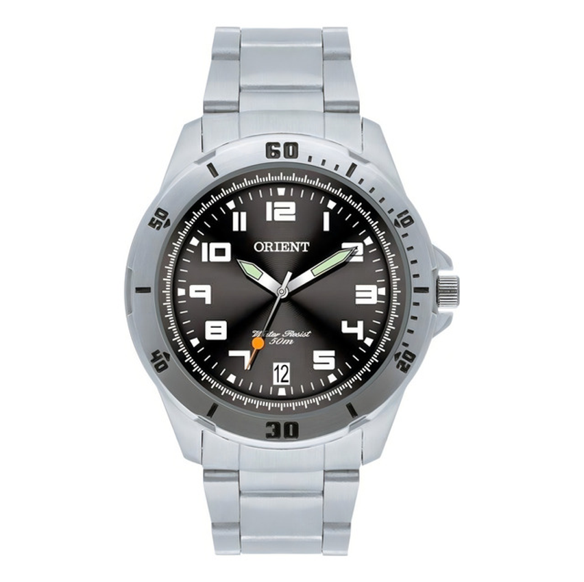Relógio De Pulso Orient Mbss1155a Com Corria De Aço Inoxidável Cor Prata - Fondo Preto