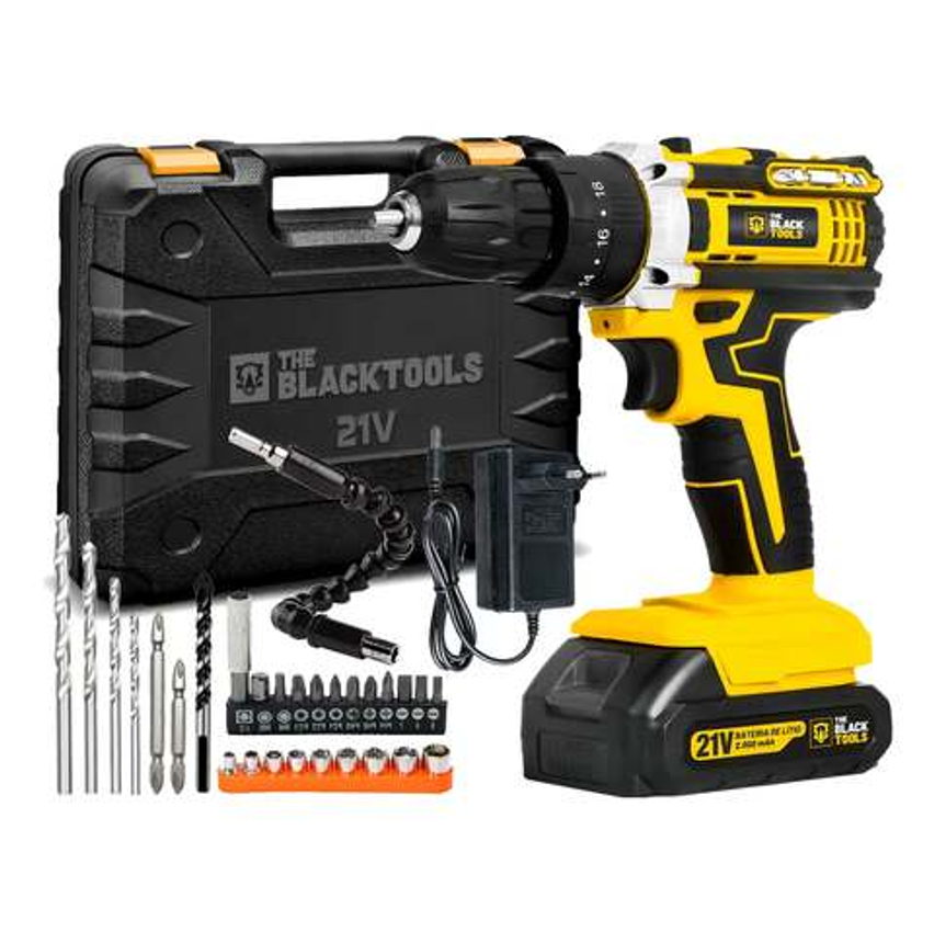 Parafusadeira E Furadeira Impacto The Black Tools Tb-21pw 3/8 Cor Amarelo Frequência 50/60 Hz