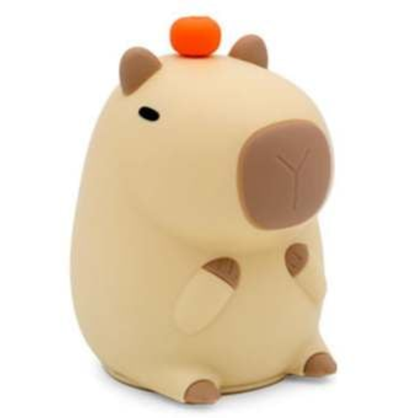 Luminária Infantil Capivara LED com Toque | Muda de Cor RGB | Silicone Macio, Recarregável por USB | Abajur Noturno Seguro para Crianças e Bebês