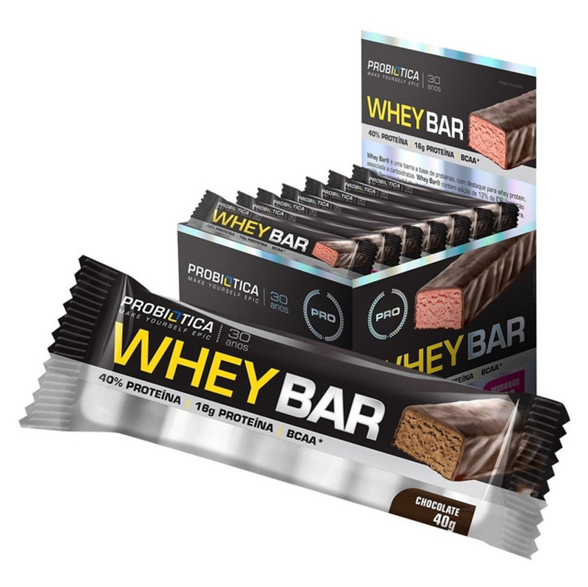 Suplemento Whey Bar Em Barra Probiótica Sabor Chocolate 960g 24 Un